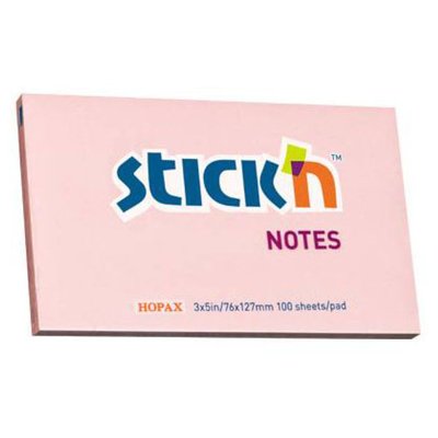 Bloc de hirtie pentru notite STICKn, 76x127, 100 file, roz 370 фото