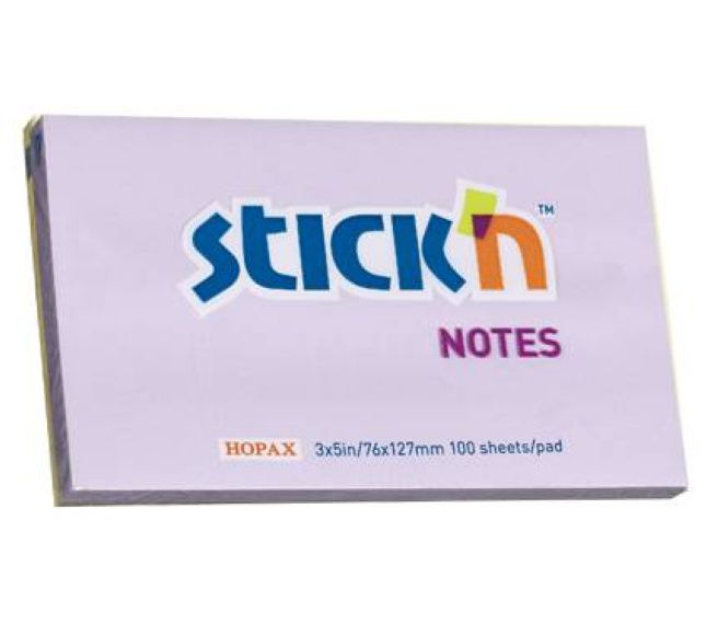 Bloc de hirtie pentru notite STICKn, 76x127, 100 file, violet 371 фото