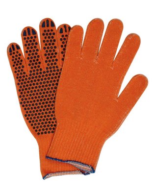 Mănuși de lucru tricotaj cauciucate pe palma Orange 971 фото