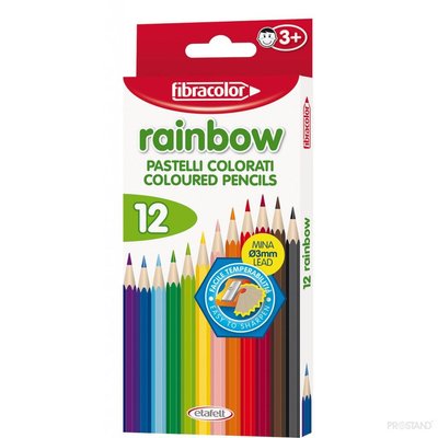 Creioane color cu ascutitoare 12 cul Rainbow Fibracolor  1027 фото